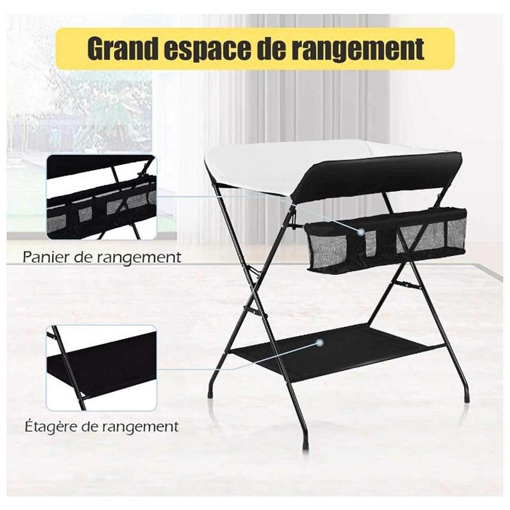 Table à langer pliante, table à langer avec panier de rangement, ceinture de sécurité, 79*55.5*96cm,