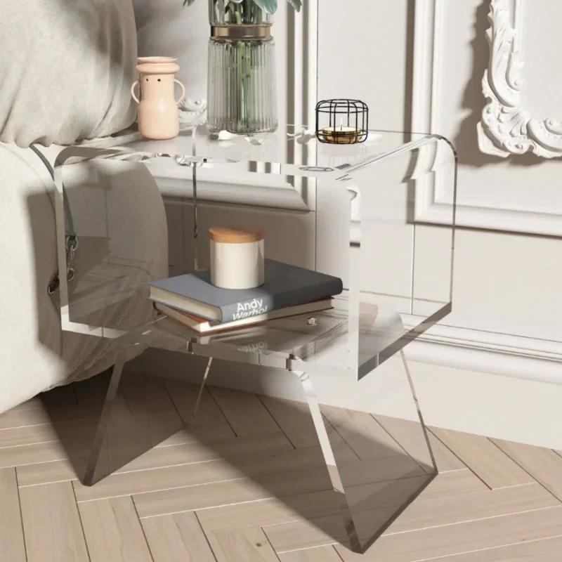 Table de chevet flottante en acrylique, mini table basse, salon, table d'appoint de canapé, petit ap