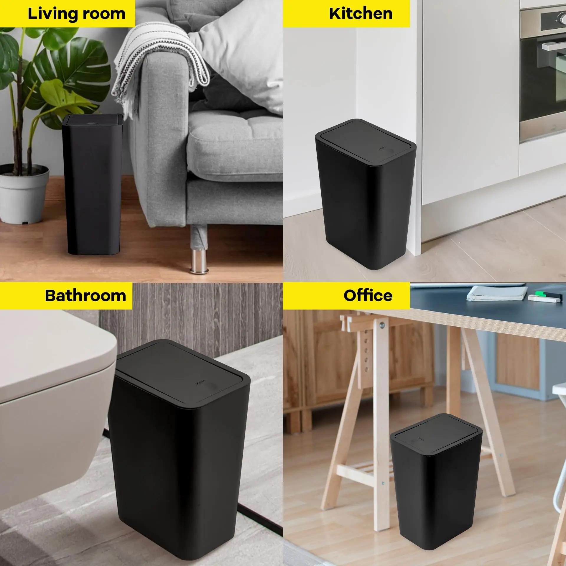 Poubelle de salle de bain 10L, petite poubelle avec couvercle supérieur à pression pour toilettes, c