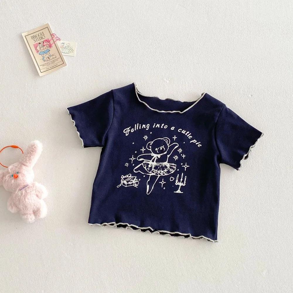 Vêtements décontractés pour bébés de 18 à 5 ans, T-shirt à manches courtes imprimé Animal de dessin 