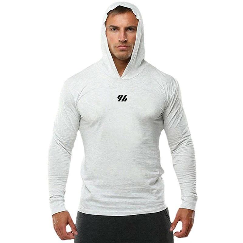 Automne coton respirant décontracté à capuche T-Shirts hommes coupe ajustée à manches longues chemis