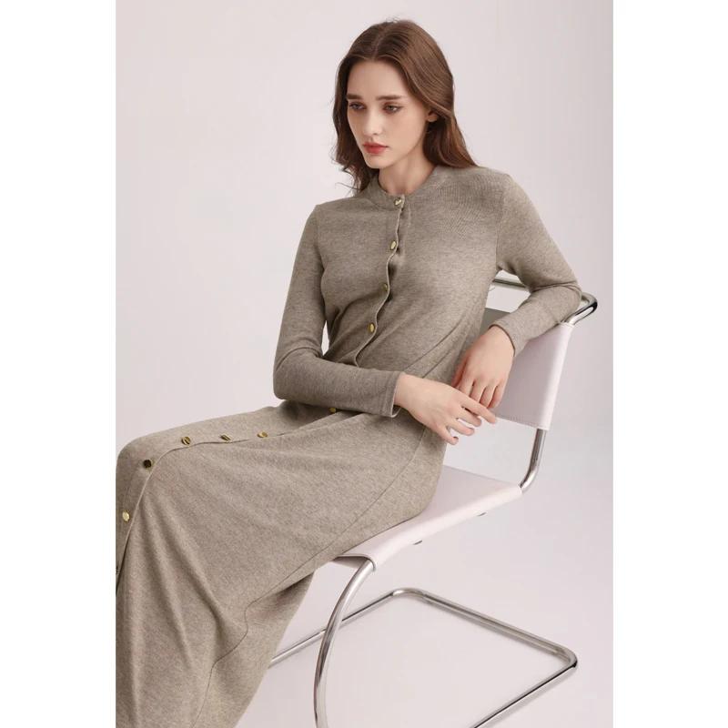 AA AW25 hiver femme robe confortable et douce tricoté Maxi bouton robe dame vêtements
