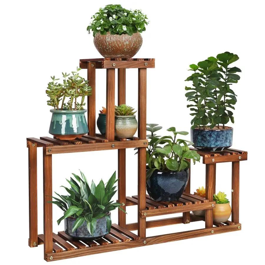 Support pour plantes en bois de pin, intérieur et extérieur, étagère à fleurs multicouche, support p