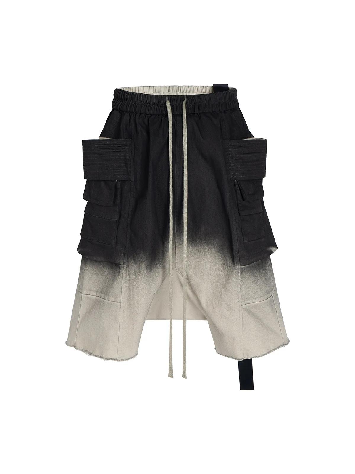 Shorts Harem à double anneau dégradé délavé MIJKO, coupe décontractée et confortable pour hommes 848