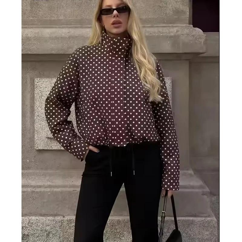 Vestes pour femmes Tidalyf Printemps 2026 Nouvelle Collection – Blouses Chic à Pois Amples et Élégan