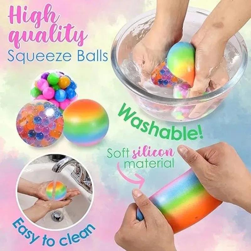 6 pièces Mini balles anti-Stress Squishy ensemble arc-en-ciel balle à presser EDC jouet sensoriel Fi