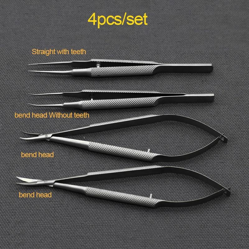 12,5 cm, acier inoxydable, instrument, ensemble, pince, aiguille, support, ciseaux, ophtalmique, ins