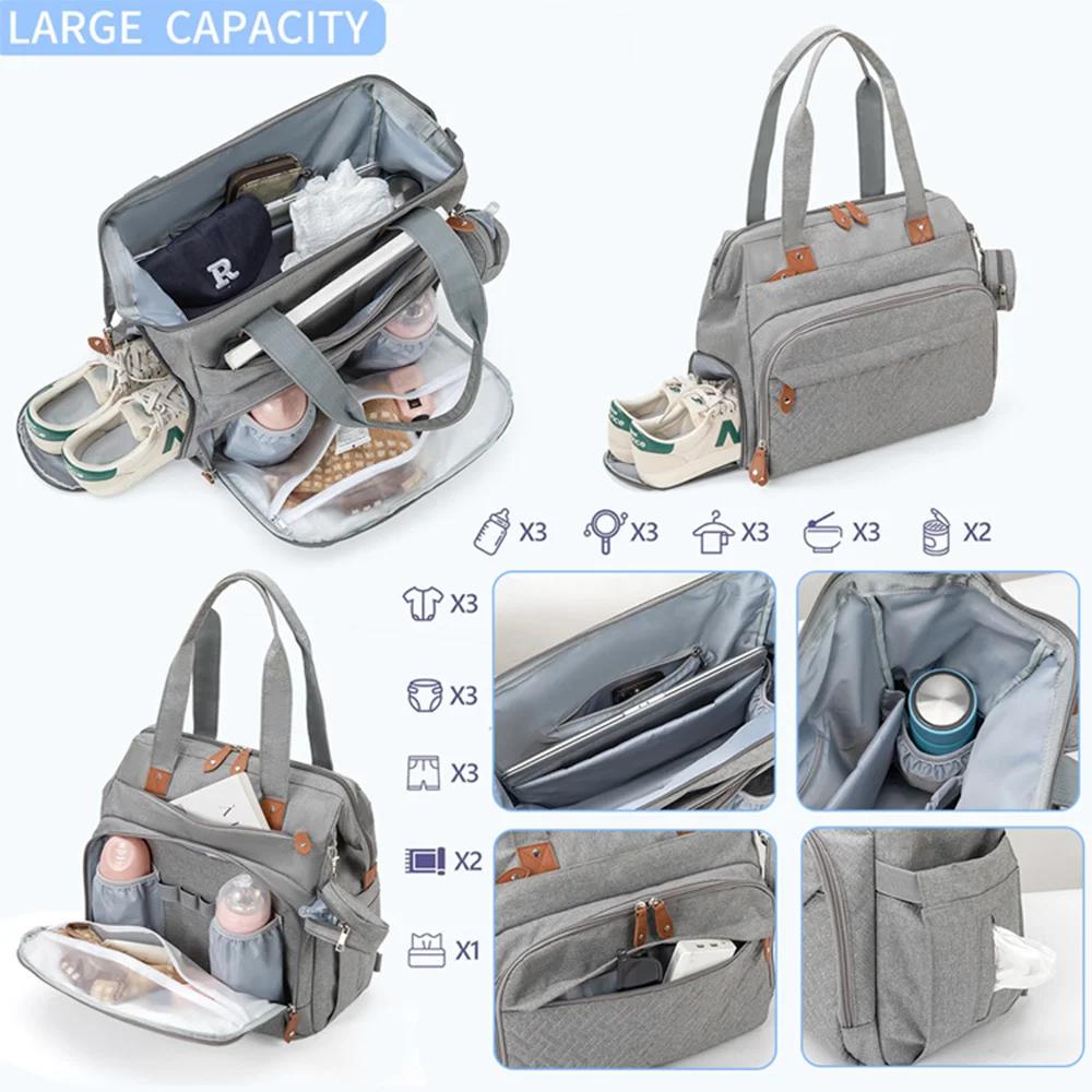 PANGDUpun-Sacs à couches avec sac à sucette pour papa, sac à dos spinal pour voyage, sac à dos maman
