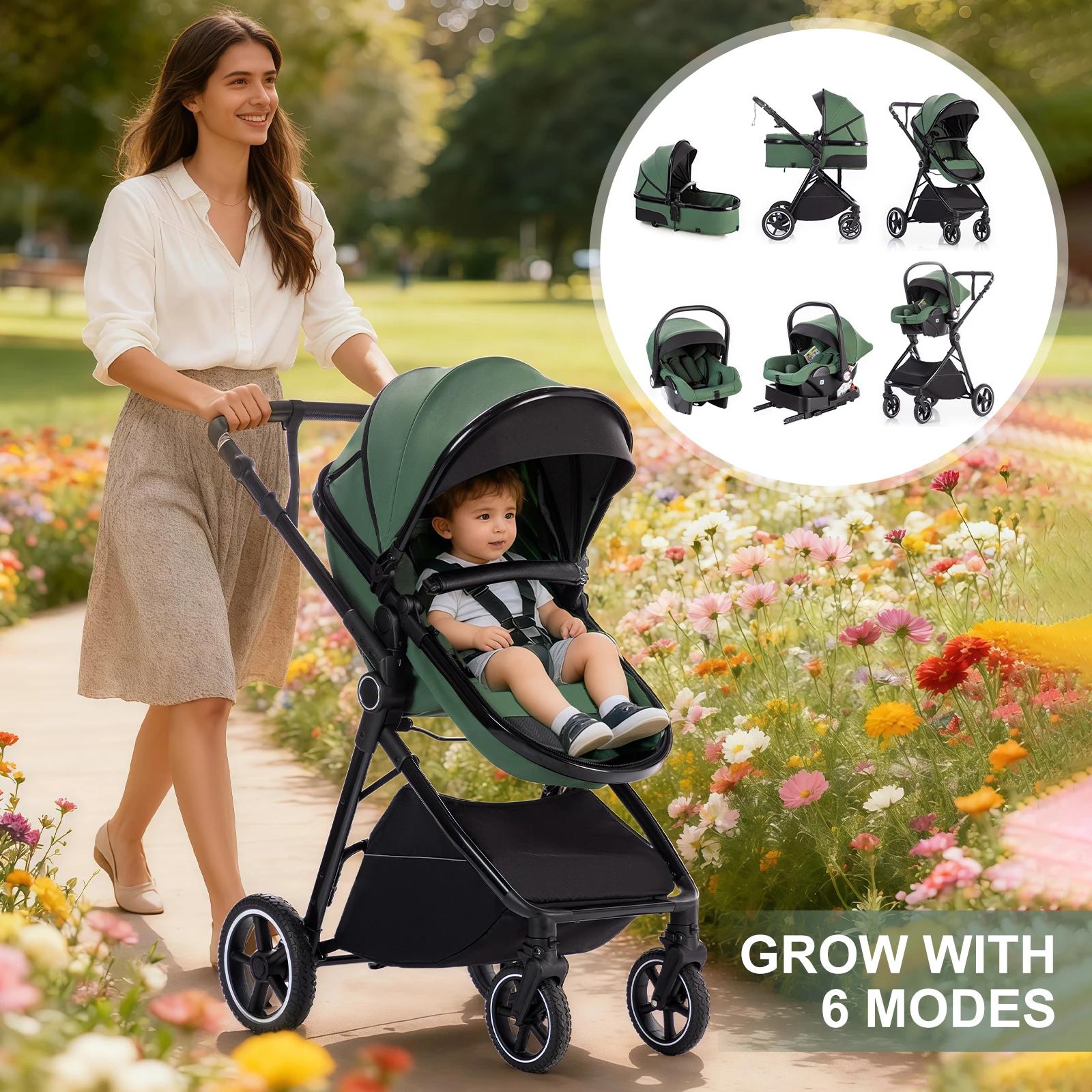 Poussette 3 en 1 pliante multifonction voyage siège sécurité norme européenne nouveau-né pratique