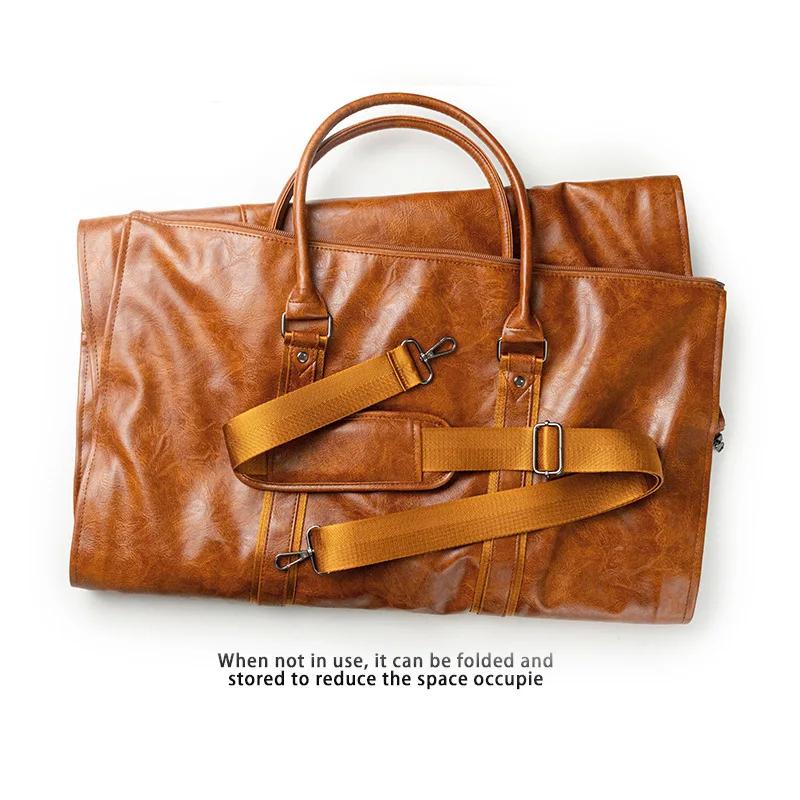 Sac de voyage en cuir grande capacité, imperméable, pour week-end, affaires, convertible, 2 en 1, ba