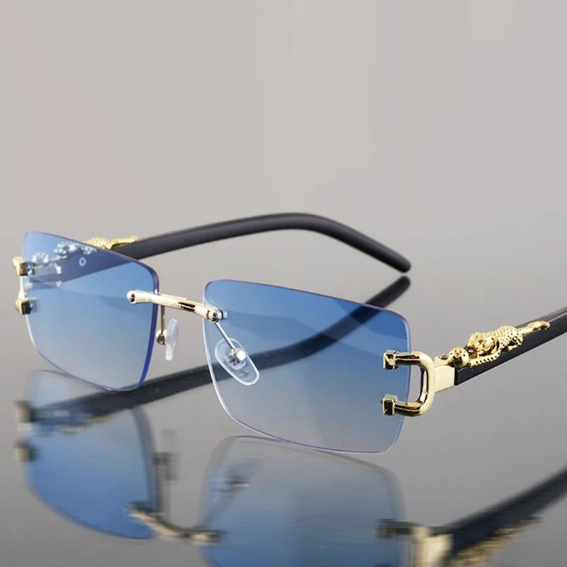 Lunettes de soleil rectangulaires sans monture pour hommes et femmes, à la mode, personnalisées, pou