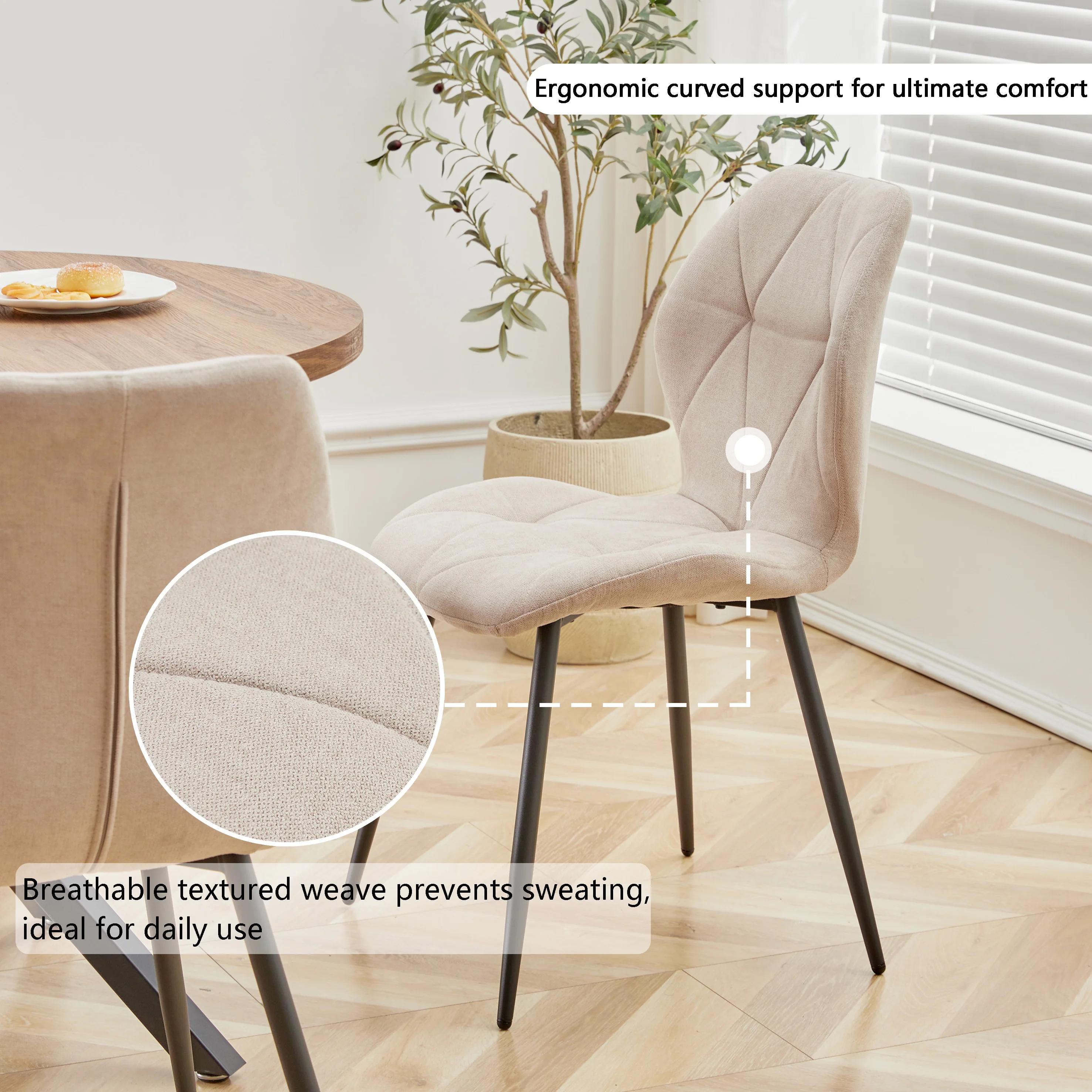 EGOONM – ensemble de 2/4/6 chaises de salle à manger rembourrées en tissu de lin, chaises de cuisine