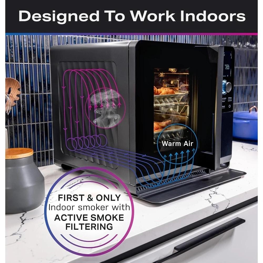 Fumoir à granulés intelligent d'intérieur avec filtration de fumée active Wi-Fi, 5 réglages de fumée