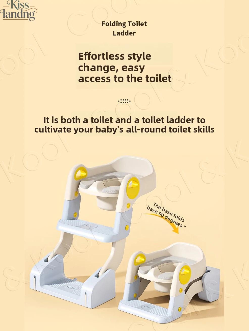 Siège d'apprentissage de la propreté 2-en-1 tout-en-un, marchepied de toilette pliable pour tout-pet