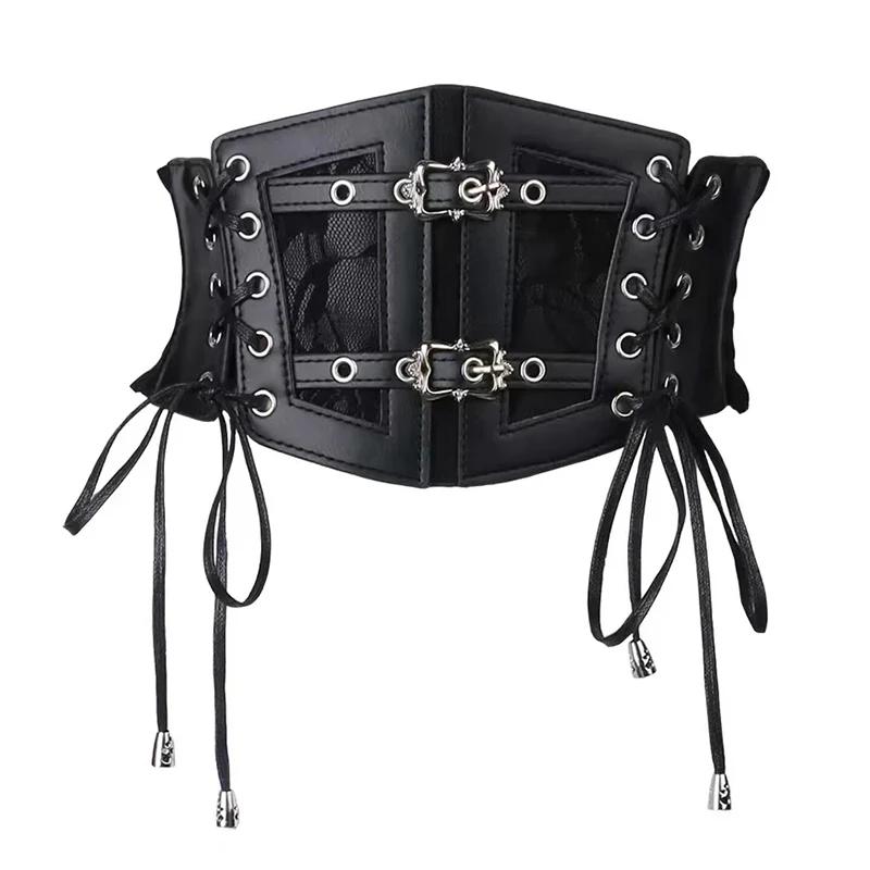 Ceintures corset rétro pour femmes, boucle ardillon, dentelle élastique et Style gothique, corde à c