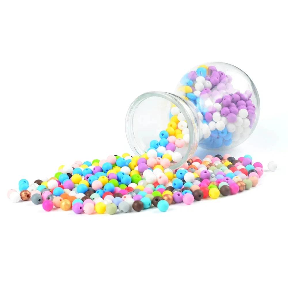 LOFCA 9mm 100 pièces perles de dentition en Silicone anneau de dentition bébé collier d'allaitement 