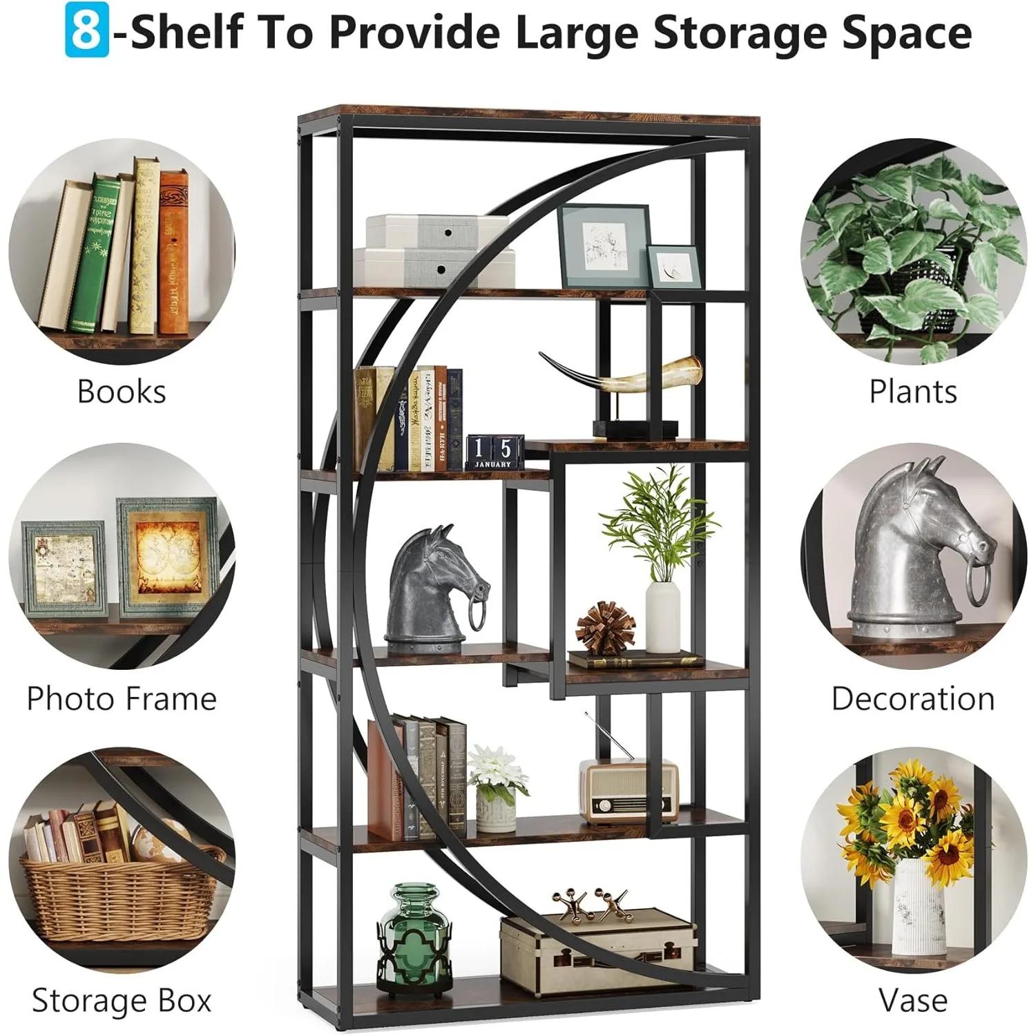 Bibliothèque, bibliothèque industrielle Etagere à 5 niveaux, bibliothèque de 70,8 pouces de haut, ét