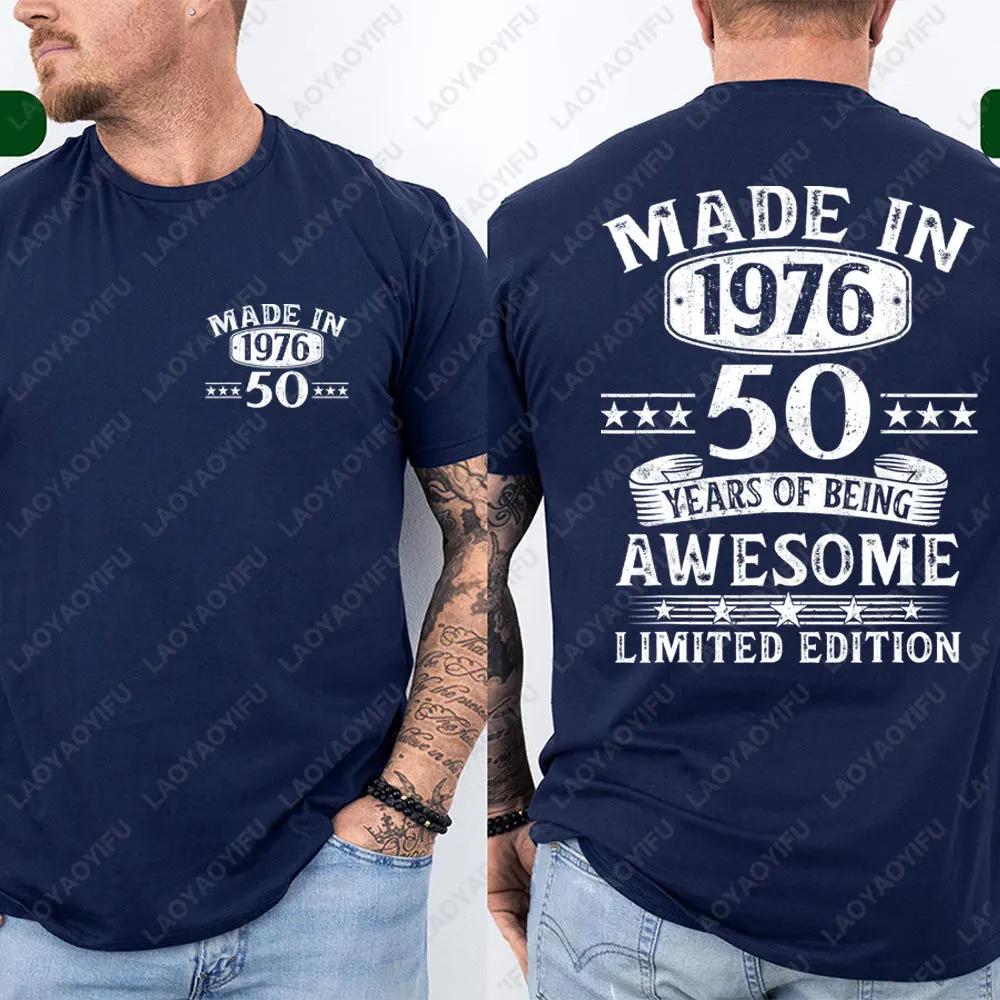 T-shirts graphiques pour hommes, imprimés recto-verso, édition limitée, fabriqués en 1976, 50 ans d'