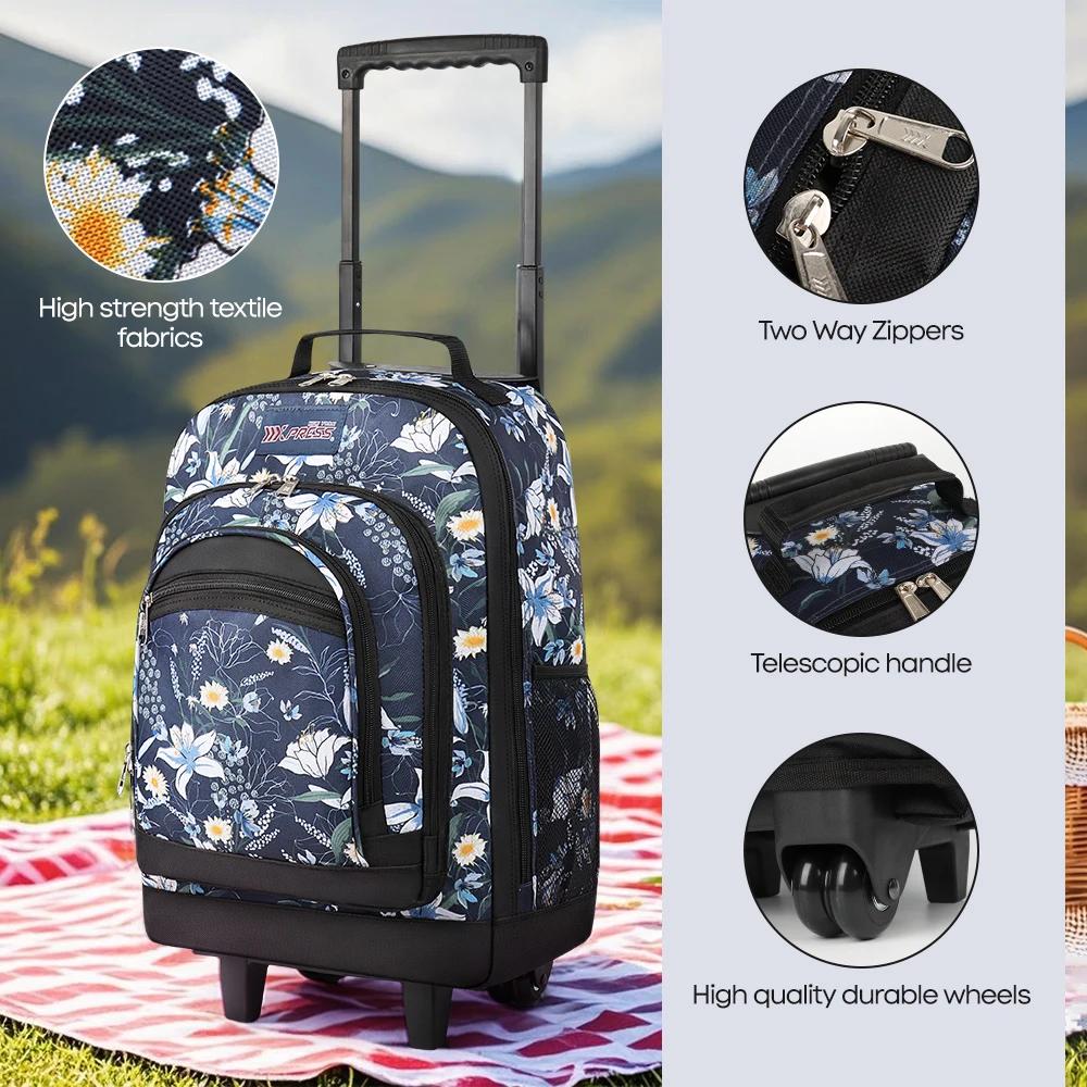 Sacs à dos roulants de grande capacité pour adultes, valise à roulettes, sac à roulettes, sac à dos 
