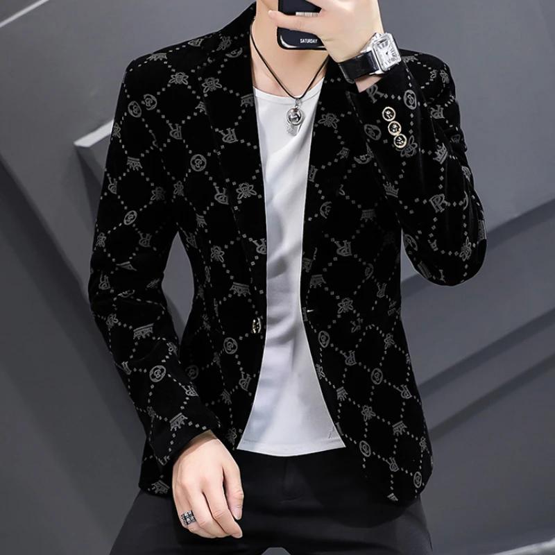 Veste en velours côtelé mince pour hommes, blazers trempés, manteau décontracté, robe d'affaires, so