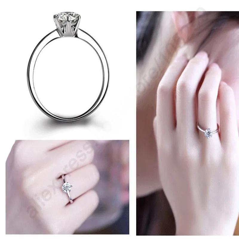 Bagues classiques élégantes en argent Sterling 925 véritable, bijoux en cristal Zircons cubiques 6 g