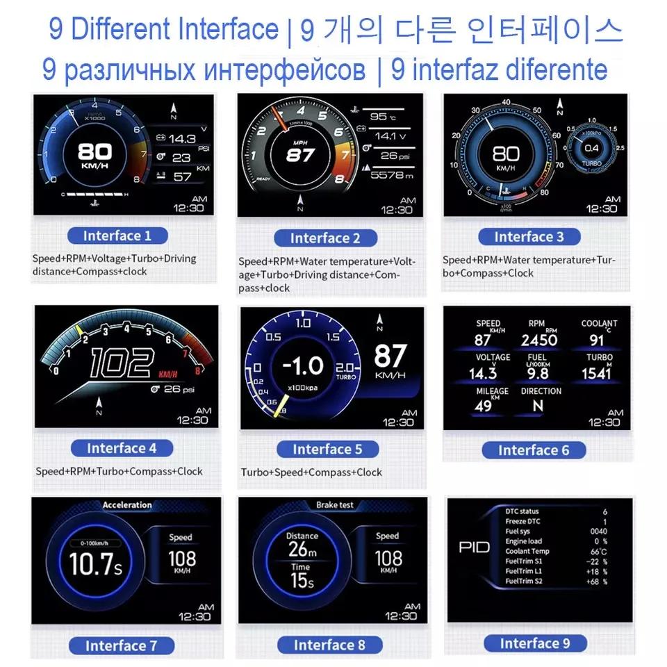 Afficheur tête haute pour voiture A501, OBD2, HUD intelligent, jauge de turbo, odomètre numérique, a
