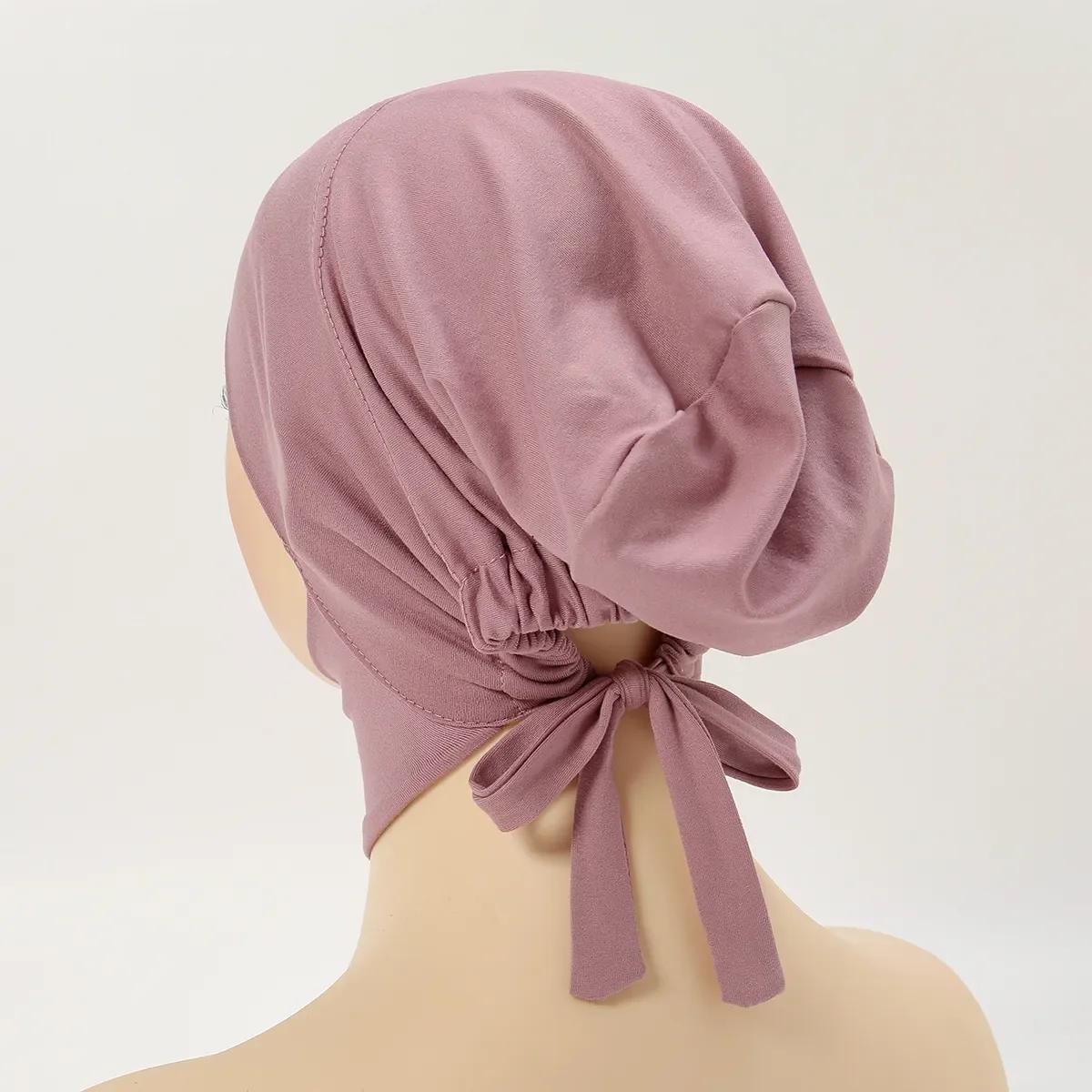 Casquette intérieure musulmane Hijab pour femmes, sous-écharpe solide, Turban, chapeau islamique mus