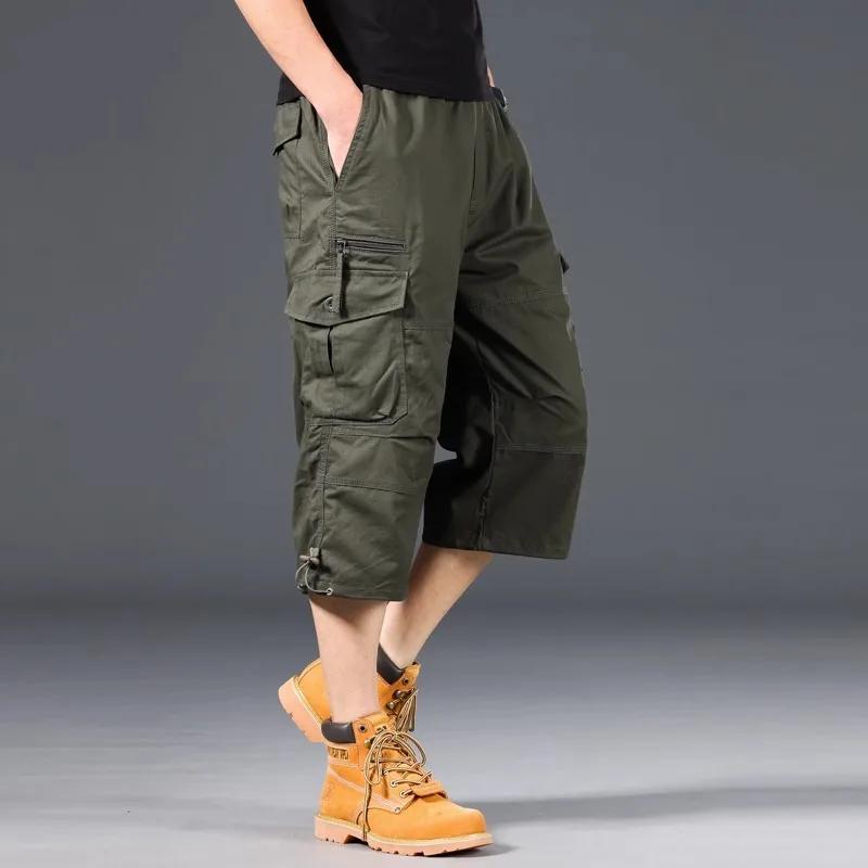 Short Cargo d'été pour hommes, ample, décontracté, sous le genou, taille élastique, grande taille, J
