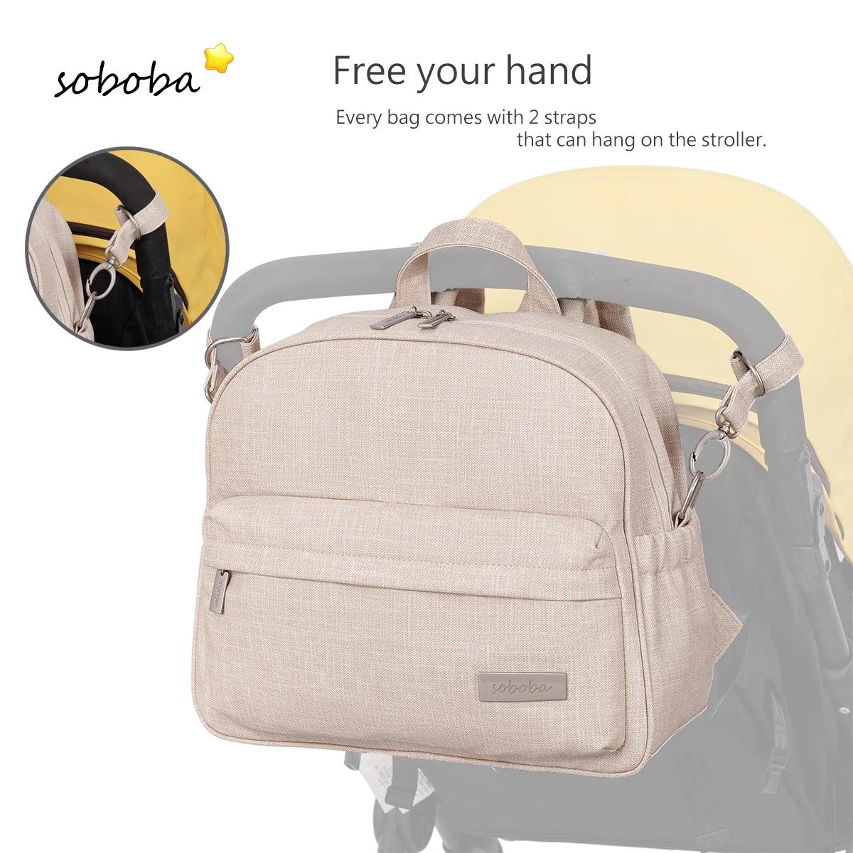 Soboba élégant sac à dos à couches pour femmes solide mode imperméable grande capacité multi-fonctio