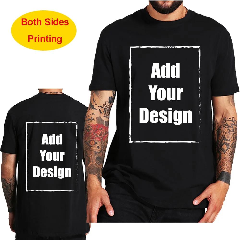 T-shirt personnalisé pour hommes, 100% coton, imprimé avant et arrière, faites votre Design, Logo, t