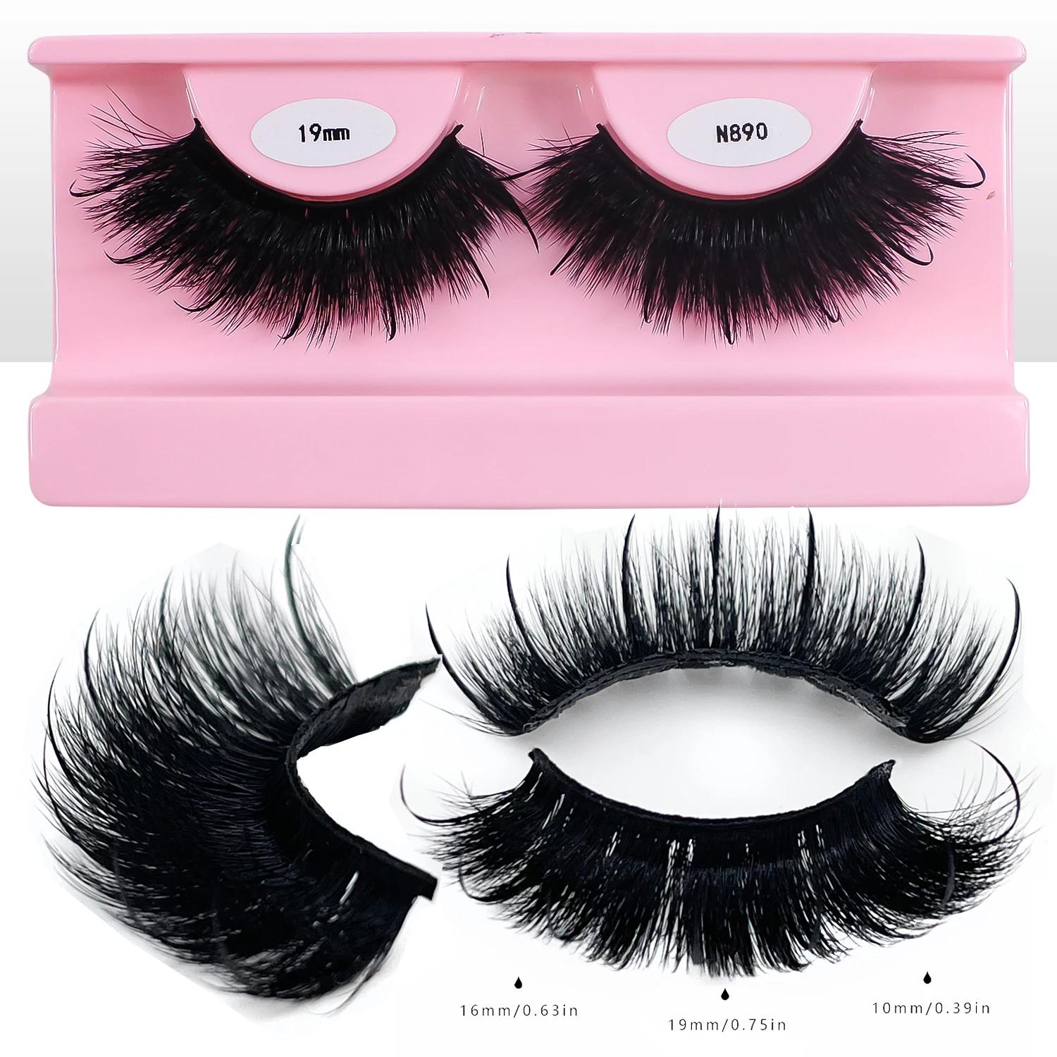 Livraison gratuite 10 paires/pack moelleux vaporeux bande naturelle cils avec pointes en gros en vra