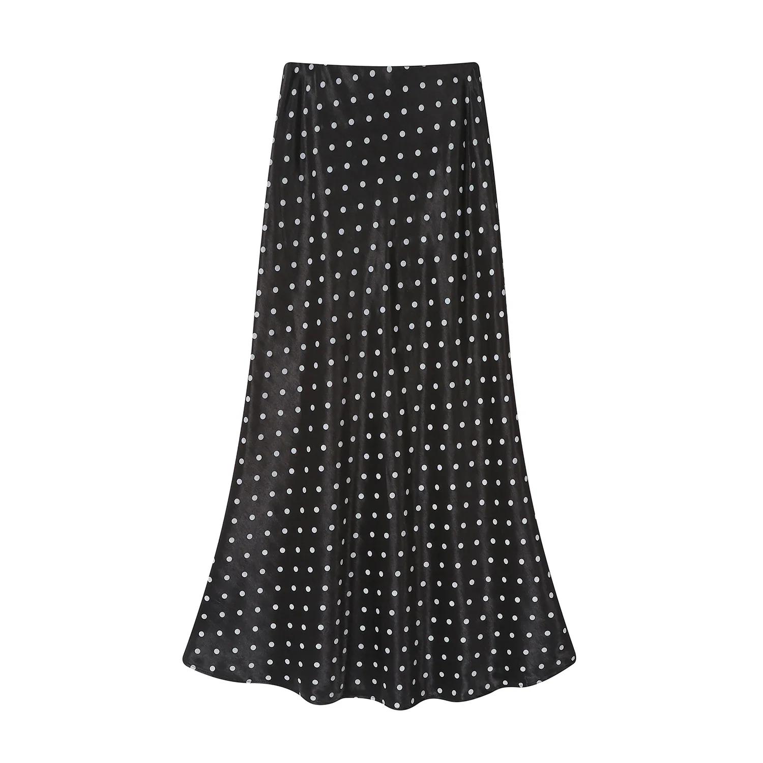 Jupes sirène en satin à pois style vintage Seoulish pour femmes, nouvelle collection printemps-été 2