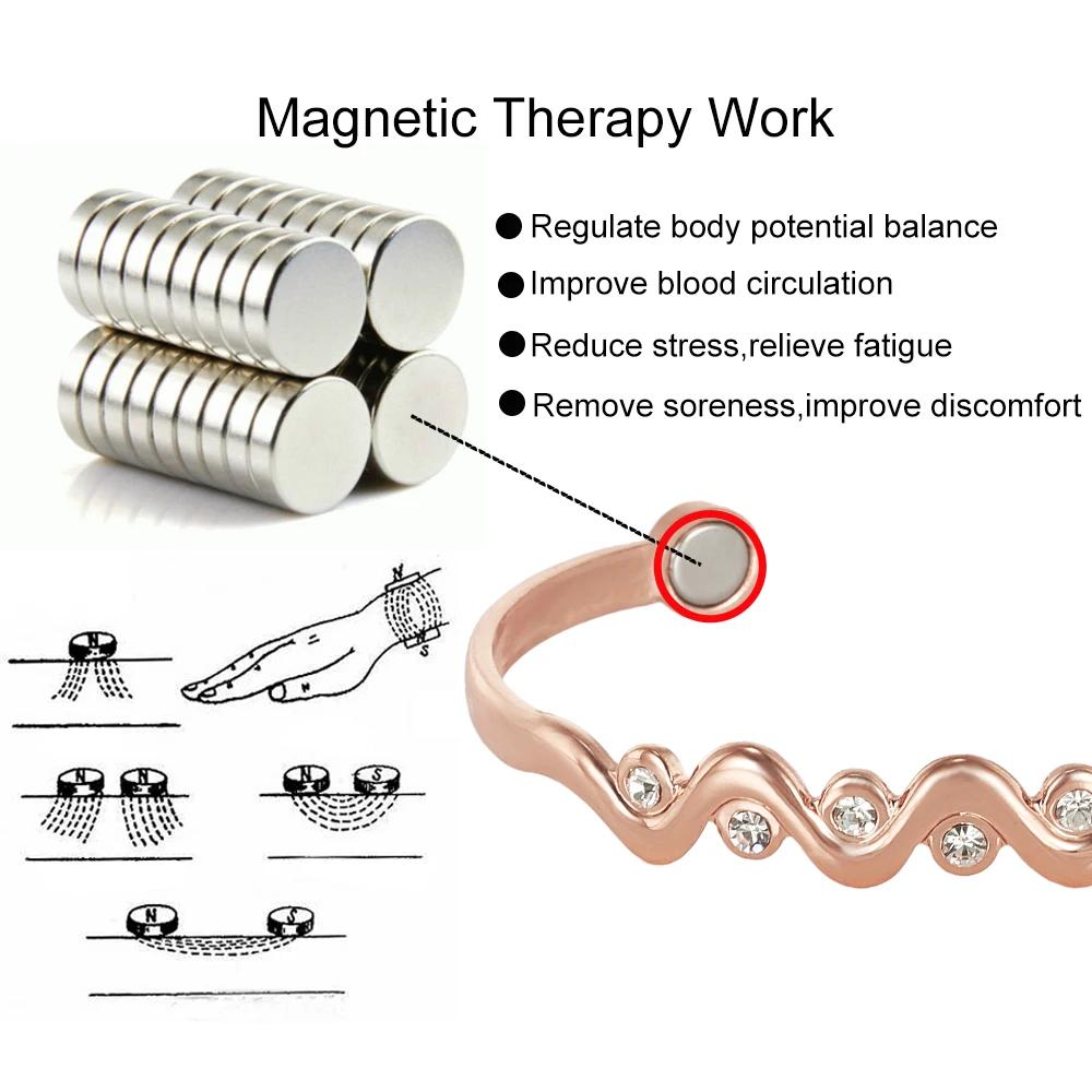 Vinterly Bracelets en cuivre pur magnétique zircone cubique Bracelets réglables arthrite santé aiman