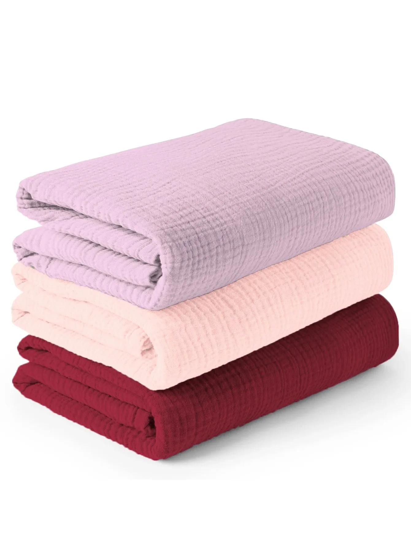 Lot de 3 langes en mousseline pour bébé, doux et respirants, pour nouveau-nés, garçons et filles