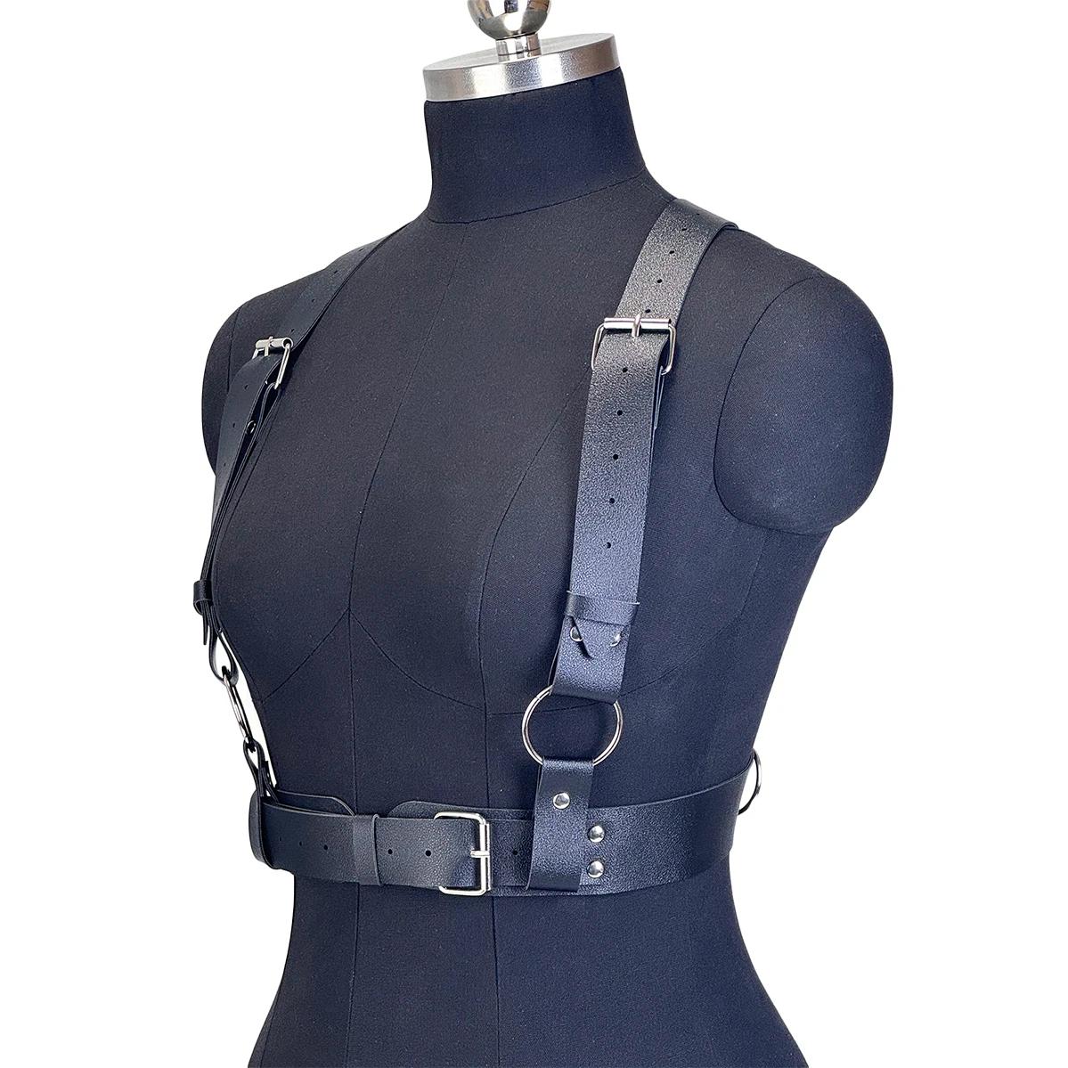 Harnais en cuir PU pour femmes, ceinture de taille Punk cloutée, sangles de harnais décoratives, bre