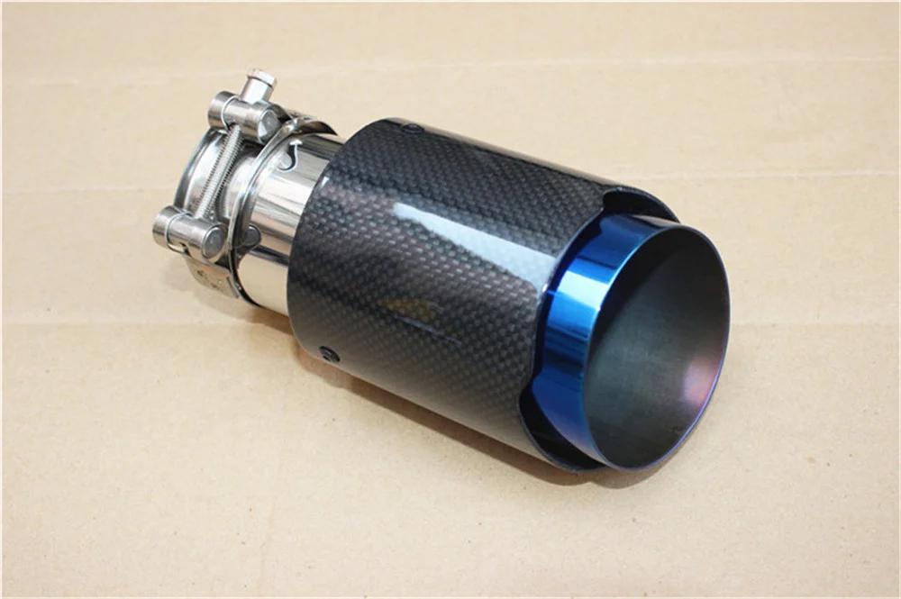Embout de silencieux en fibre de carbone brillant pour voiture, système d'accès, silencieux de tuyau