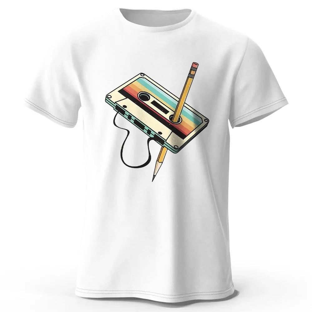 T-Shirt d'été 100% coton imprimé pour hommes, T-Shirt à manches courtes à col rond doux et respirant