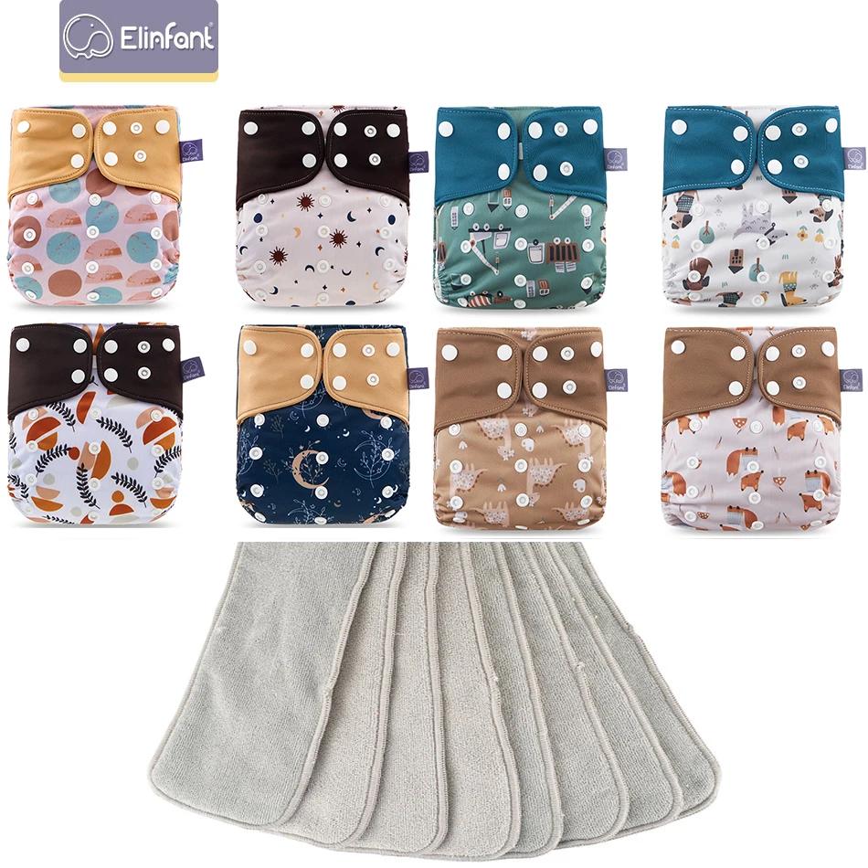 Elinfant ensemble de couches en tissu bébé 8 pièces/ensemble couches de poche taille unique ou avec 