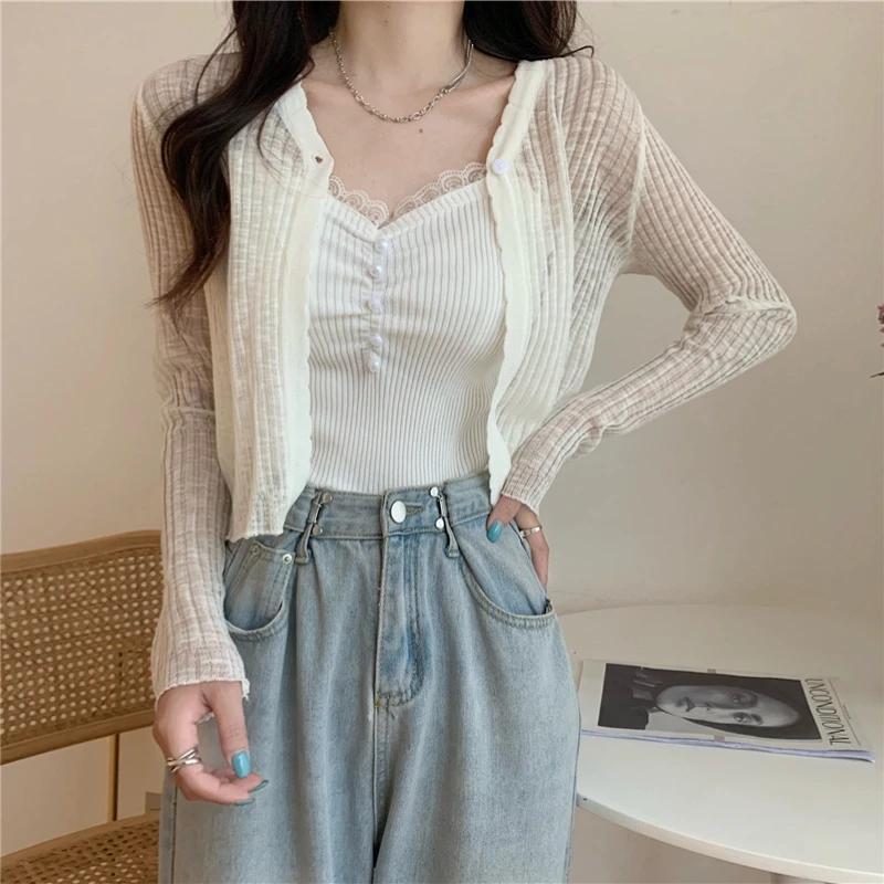 Cardigan à manches longues pour femmes, T-shirt à col en V, T-shirt mince, Superposition simple, Déc