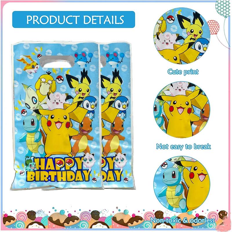 Nouveau sac Pikachu Pokemon décorations d'anniversaire sacs cadeaux en plastique sacs de butin boîte
