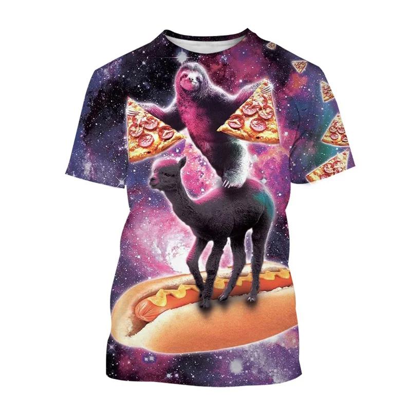 Drôle galaxie paresseux T-shirt pour hommes enfants décontracté Animal Pizza impression 3d T-shirt h