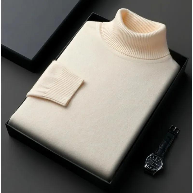 Pull à col roulé anti-boulochage pour hommes, pull à manches longues, coupe couvertes, haute qualité