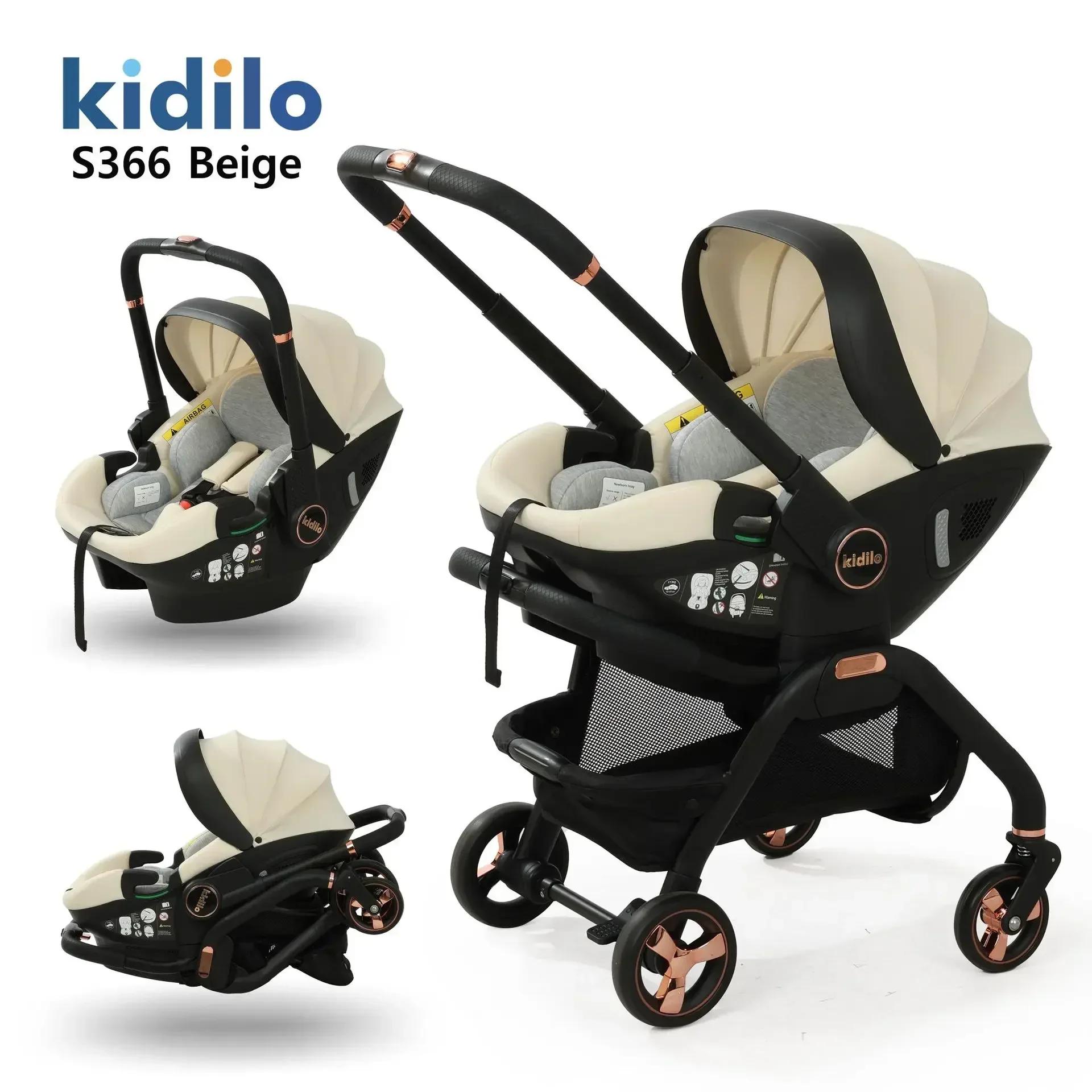 Kidilo-Poussette Portable 3 en 1 pour Bébé, mir de Couchage pour Nouveau-Né, Siège de Voiture Multif