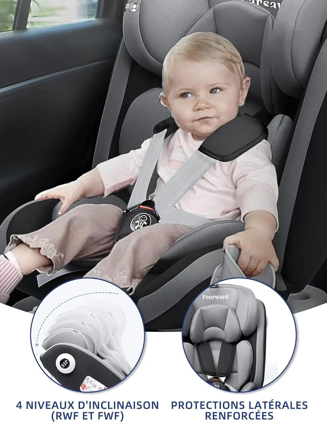 Siège auto bébé AP03 KL005 ECE R129 pivotant à 360° avec Isofix ECE R129, Groupe 0+1/2/3 (9-36 kg/0-