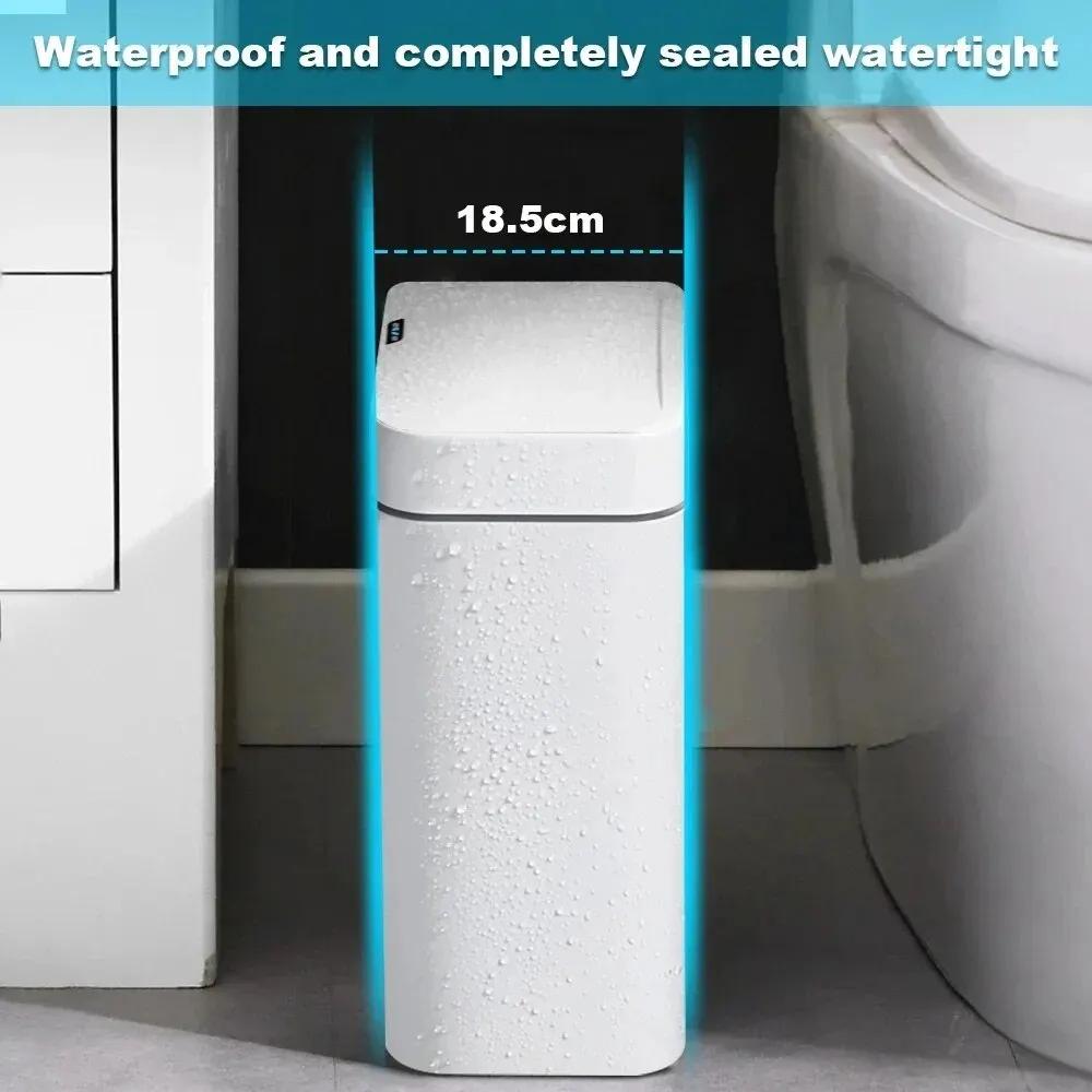 Poubelle de salle de bain intelligente, bagage automatique, poubelle électronique blanche, sans cont