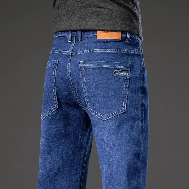 Jean droit en Denim pour hommes, pantalon en Denim, Style classique, extensible, décontracté, grande