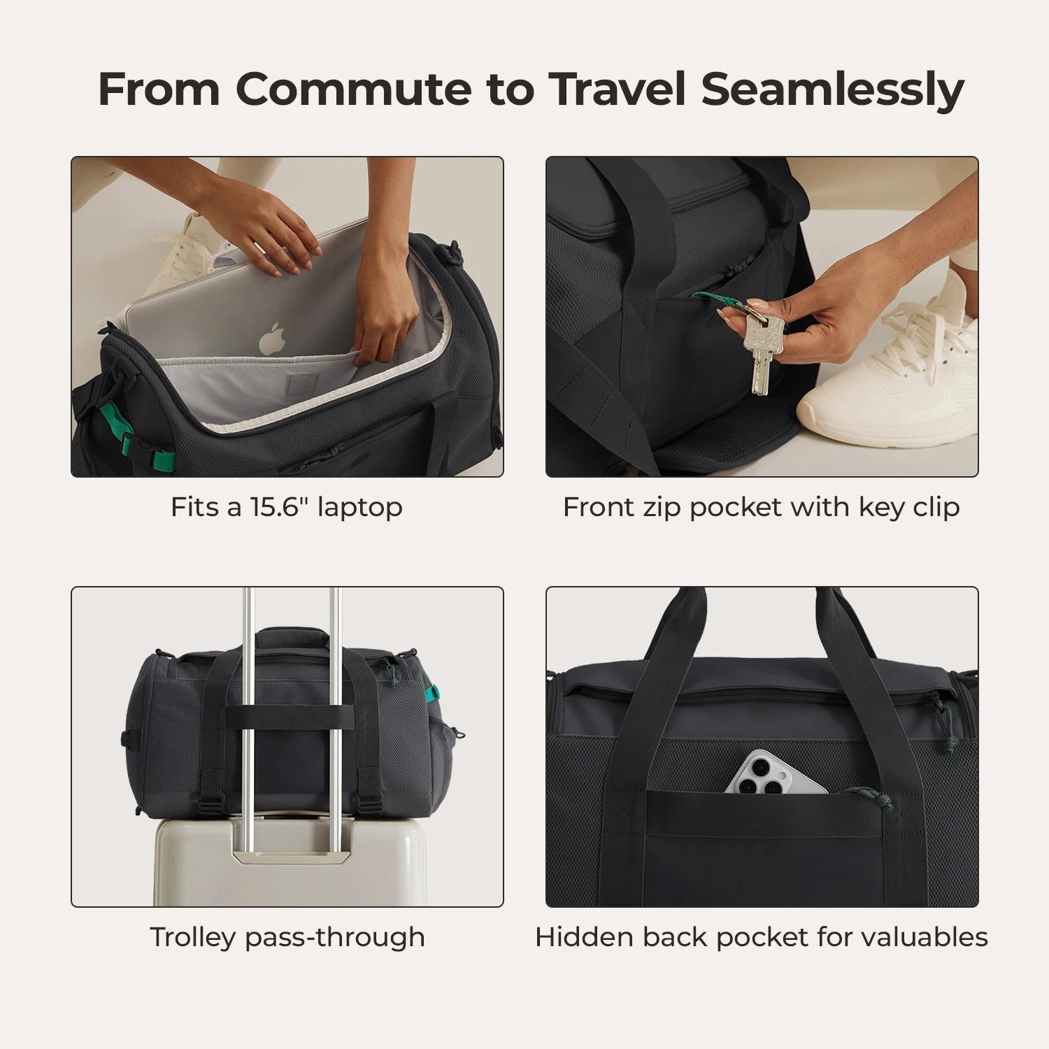 BAGSMART Sac de voyage de grande capacité, sac de sport léger avec compartiment à chaussures, poche 