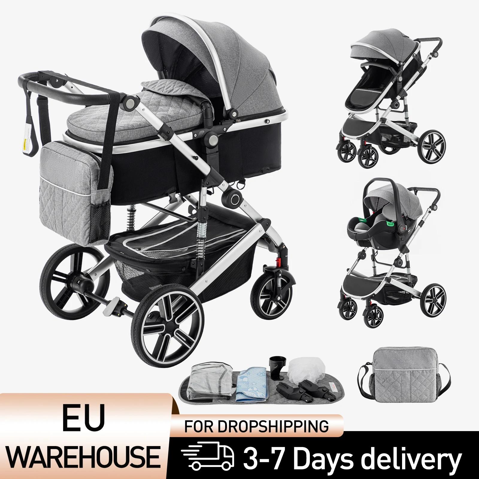 Poussette bébé 3 en 1 luxueux Portable voyage landau pliable landau haute paysage cadre en aluminium