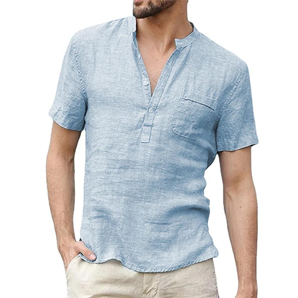 Été nouveau T-shirt à manches courtes pour hommes coton et lin Led décontracté hommes T-shirt chemis