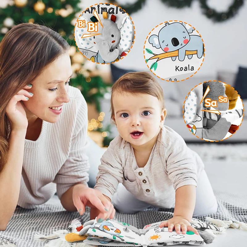 Livres doux pour bébé de 0 à 12 mois, toucher tactile 3D, livre en tissu à contraste élevé, jouets s